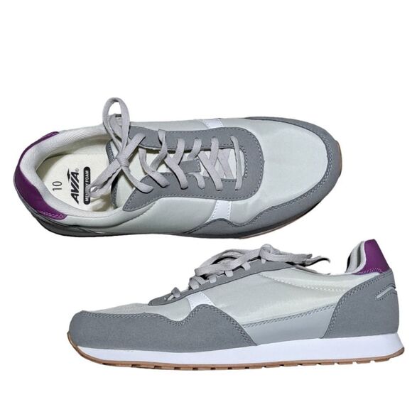 Avia Memory Foam Retro Jogger Lace Up Athletic Sneaker Size 10 Grey/ Purple - Picture 1 of 12